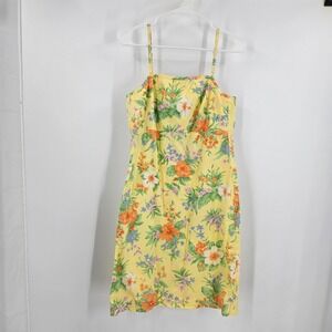 Vintage y2k Lauren Ralph Lauren Mimi Dress Yellow Floral Spaghetti Strap Size 8